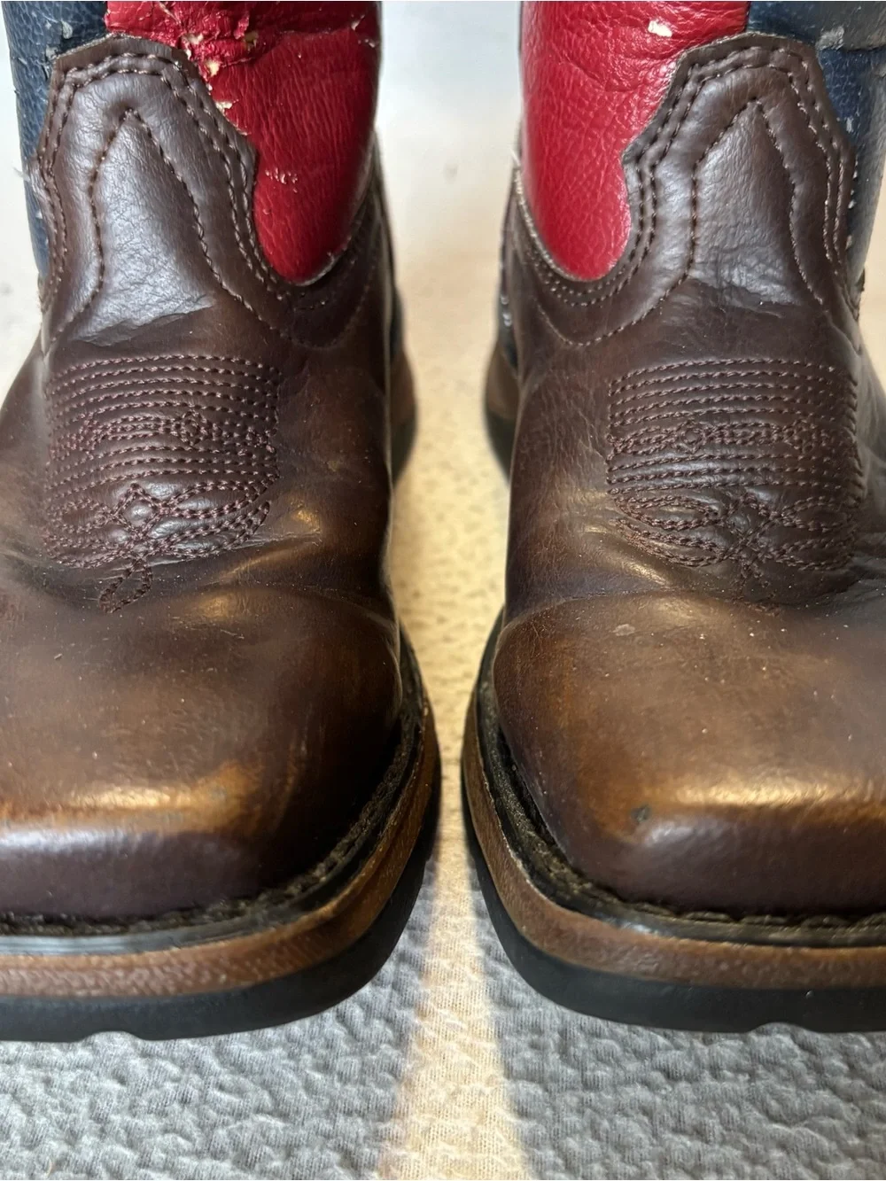 Durango Kids size 1M Texas Flag Western Cowboy Boots model BT246 some peeling